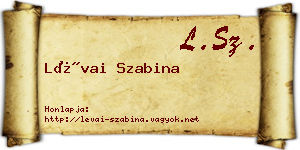 Lévai Szabina névjegykártya