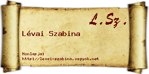 Lévai Szabina névjegykártya